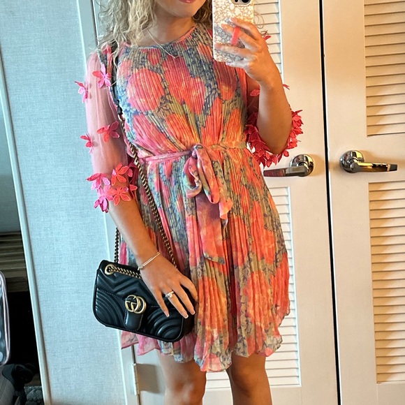 These Three Dresses & Skirts - Boutique Pink and Green Pleated Dress
